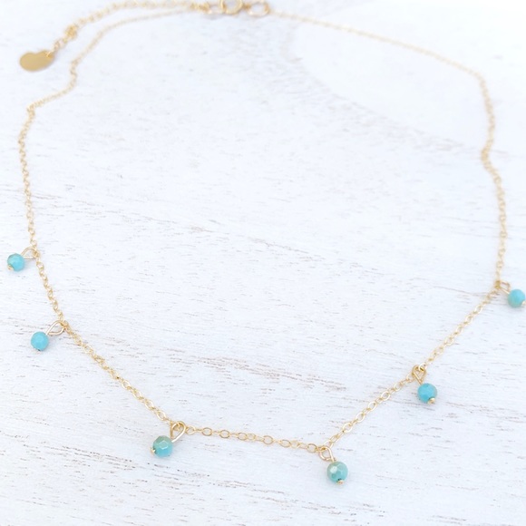 pink honey Jewelry - “Blue skies” gold necklace